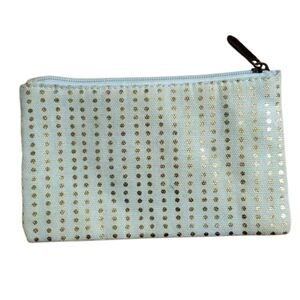 Primrose Hill London Pale Green and Gold Polka Dot Zip Pouch for Makeup or Money